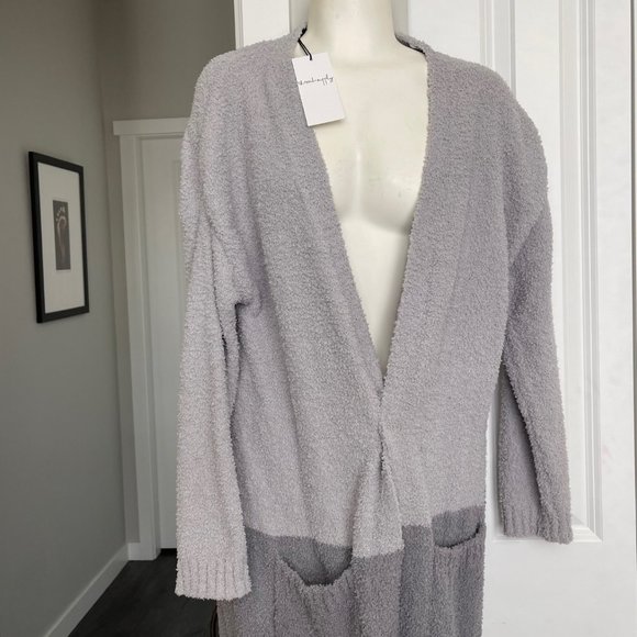 Cozy Cloud Wrap Cardigan - Grey-Cream / ONE-SIZE  Brand new with tag attached - Picture 2 of 7